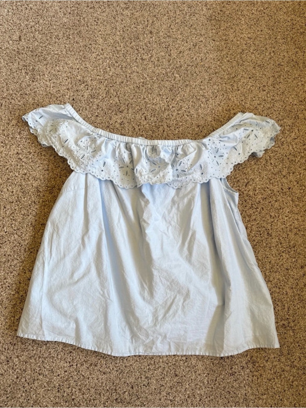 Lane Bryant Pale Blue Off-Shoulder Eyelet Top